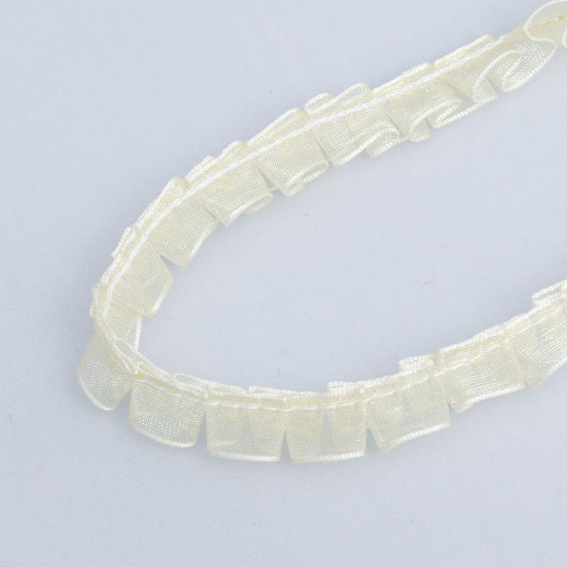 1cm Wide Transparent Chiffon Ribbon Lace Pet Clothing Hat Accessories Handmade Decorative Materials Ruffled Lace Ribbon Bow DIY Flower Handmade