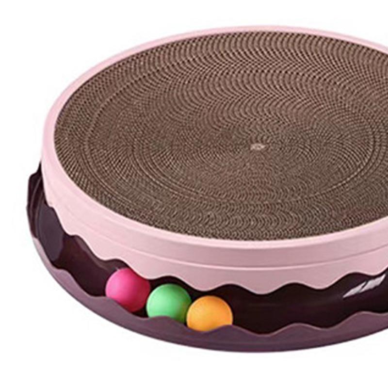 Cat Scratcher Toy PET Resin Double Layer Wearproof Large Space Cat Scratching Board Toy with Multiple Balls M Pink