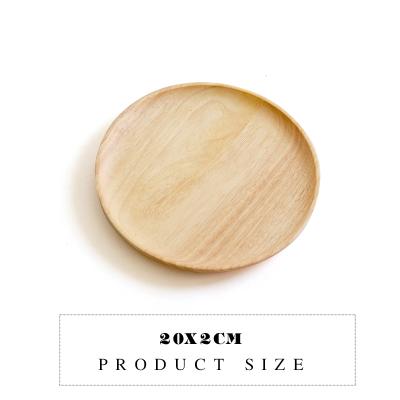 Rubber wood Round Japanese style dinner plate beef steak fruit Snacks tray tea tray Restaurant storage plate Solid wood plates