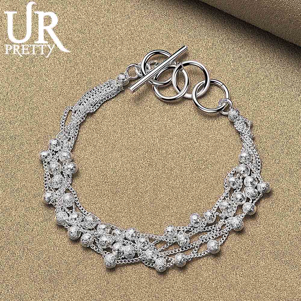 925 Sterling Silver Matte Pearl Ball Chain Grape Bracelet Fashionable Wedding Jewelry