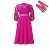 2024 European American Style Women Sexy Lace Pleated Hollow Dress