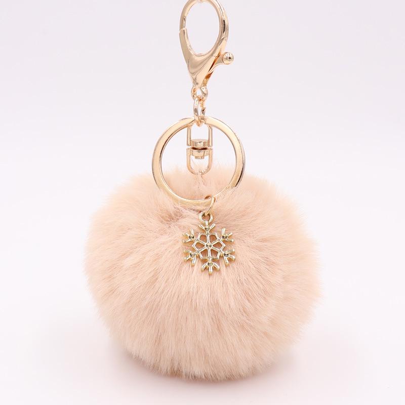 Christmas Snowflake Pom Pom Plush Keychain Charm