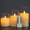 LED Flickering Candle Set with Remote Control, Three-Piece Transparent Cover - Ideal for Weddings and Birthdays.