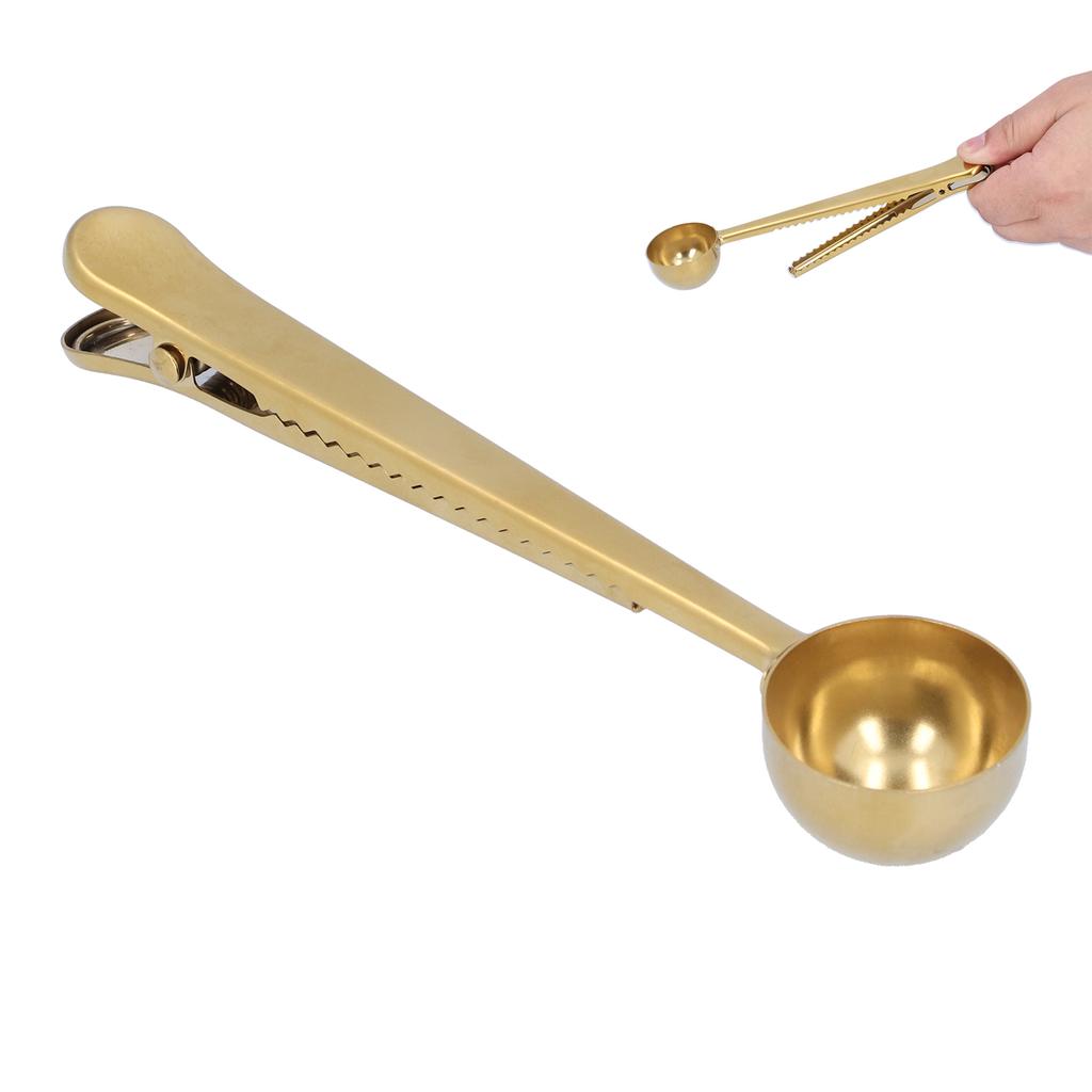 2 in 1 Multifunction Coffee Scoop with Bag Clip 430 Stainless Steel Coffee Measuring Spoon