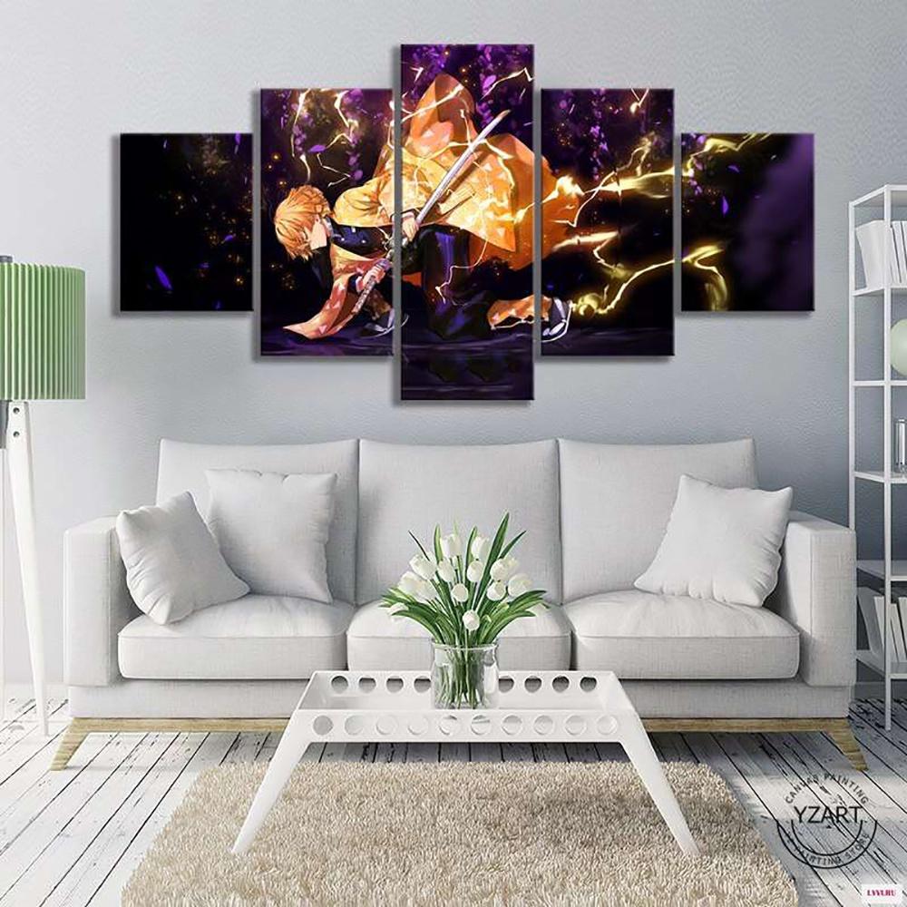 5 Panels Canvas Wall Art Animation Poster Home Decor Living Room Picture Print Bedroom Mural Modern Artwork Framework Gift
