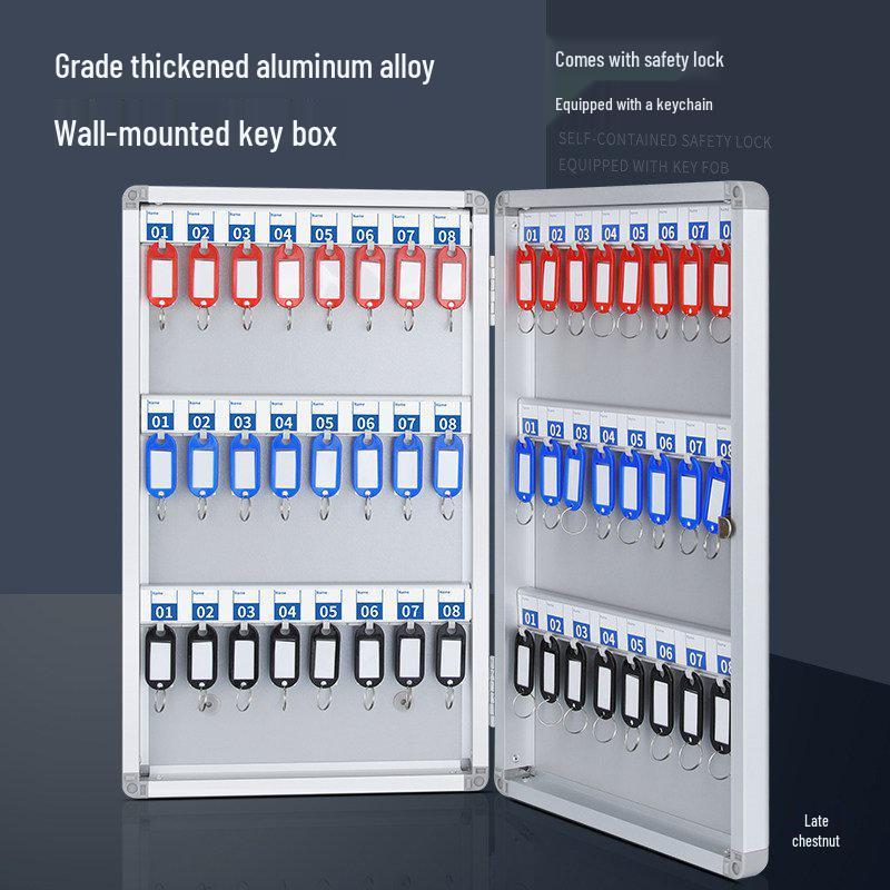 Wall-Mounted Key Management Cabinet with Password Lock for Real Estate and Car Keys.