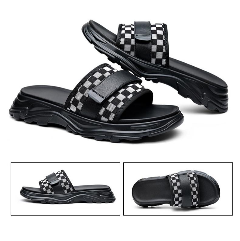 Fashion Summer New Designer Cow Leather Slippers for Men Fashion Casual Solid Color Beach Shoes Man High Quality Outdoor Slipper Shoes