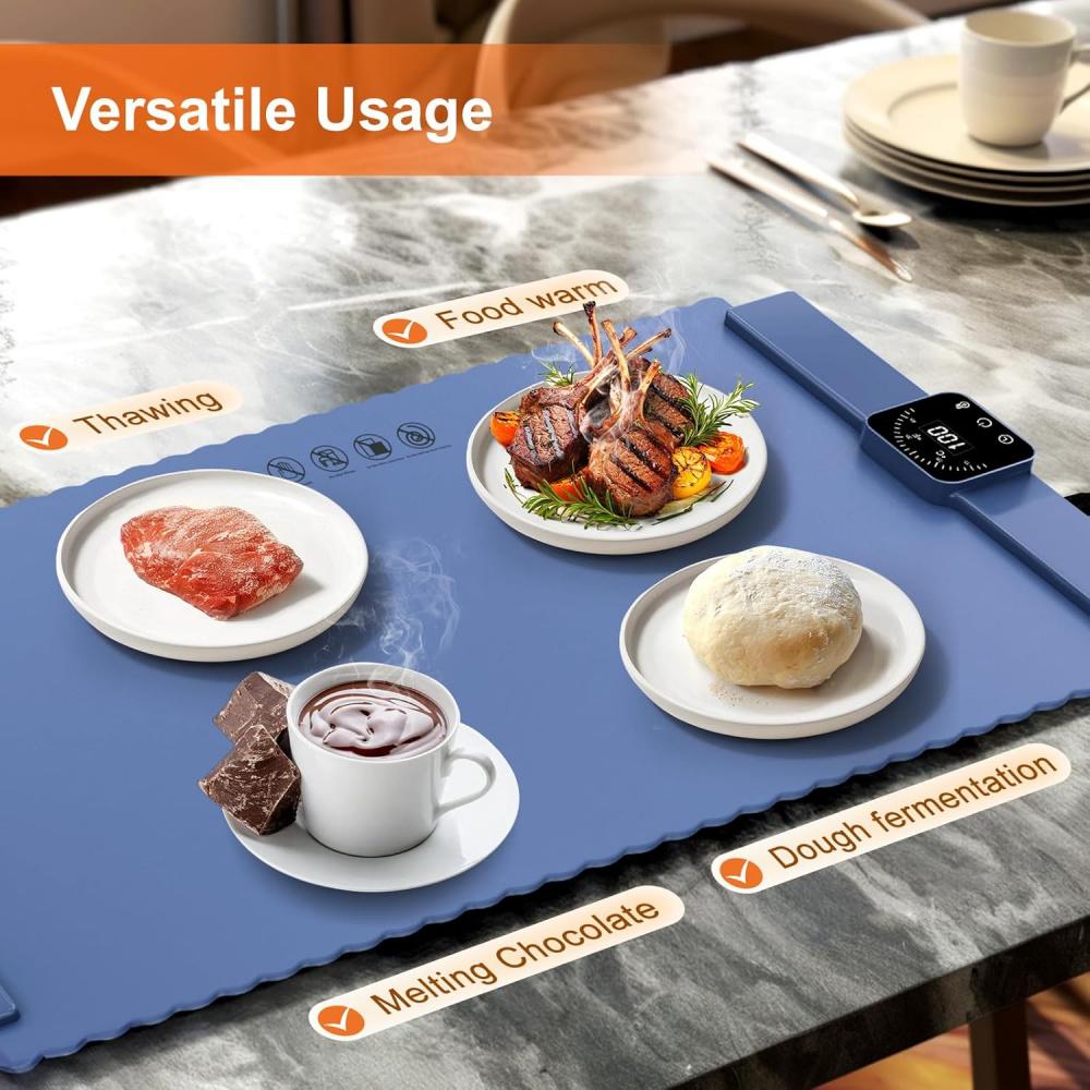 Food Warming Mat – Roll Up Silicon Food Warmer with Fast Heating, 5 Temperature Settings, Auto Shut-Off - for Parties, Buffets, and Home Use