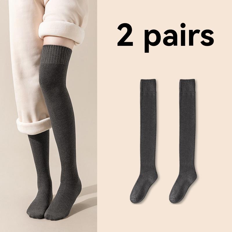 Women Soft Wool Long Socks Autumn Winter Cashmere Solid Knitted Stocking Skinny Casual Knee High Warm Thicken Girls Socks Medias