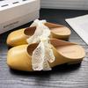 French Bag Head Half Slippers Women's Summer Wear 2025 New Fashion Versatile Small Fragrant Bow Square Head Sandals