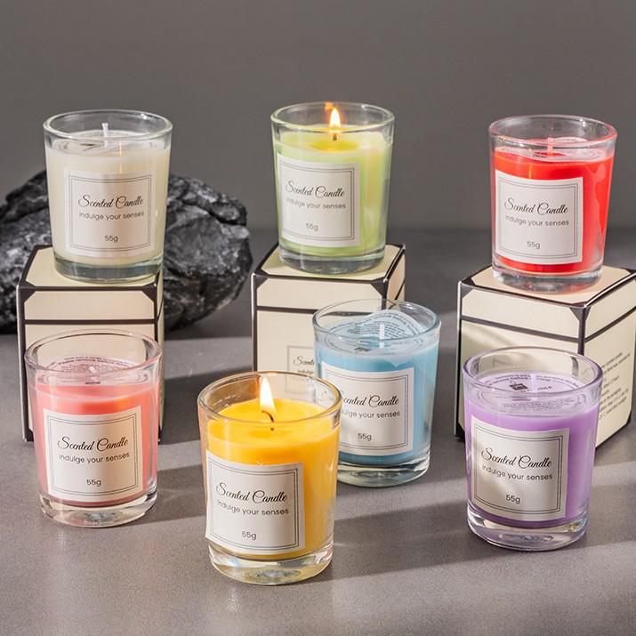 Soy Wax Creative Aromatherapy Candle in Transparent Glass Jar - 12 Scents