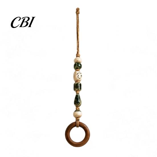 Anello Decorativo Appeso per Organizer, AppendiAsciugamani con Perline e Anello in Legno, Supporto da Parete Multi-Colore Boho, Raffinata Manina in Legno senza Foratura, Portautensili da Fattoria