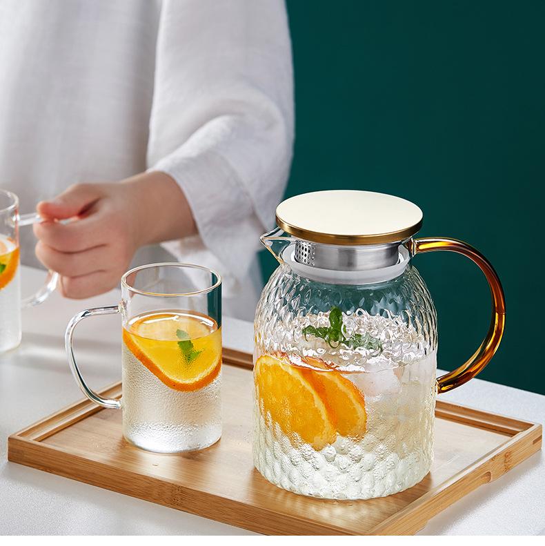 Yu Qianle High-Temperature Resistant Hammer Pattern Glass Kettle, Explosion-Proof, Large Capacity for Cold or Boiled Water