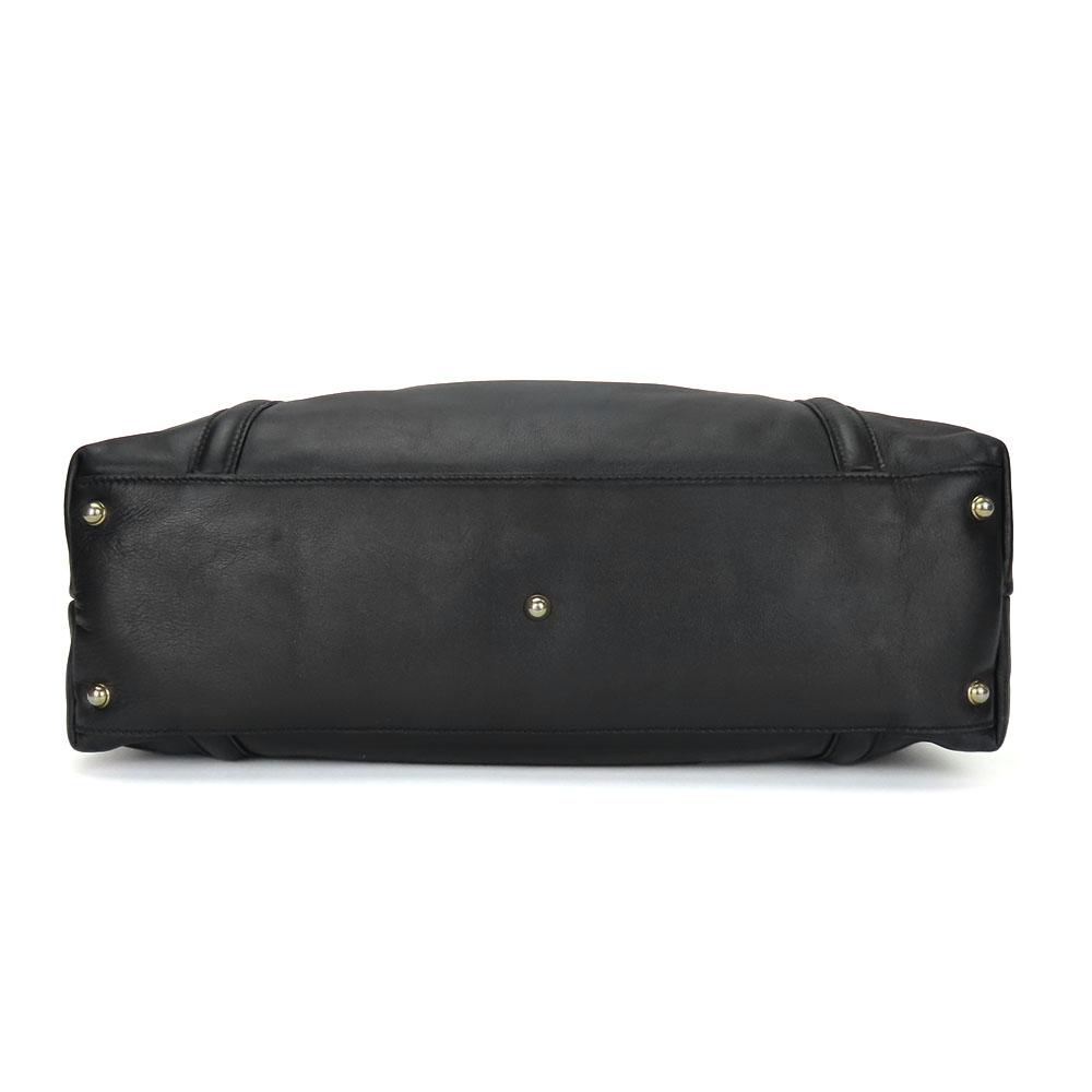 Used GUCCI Tote Bag Newbrit Double G 162094 Interlocking Leather Black Shoulder