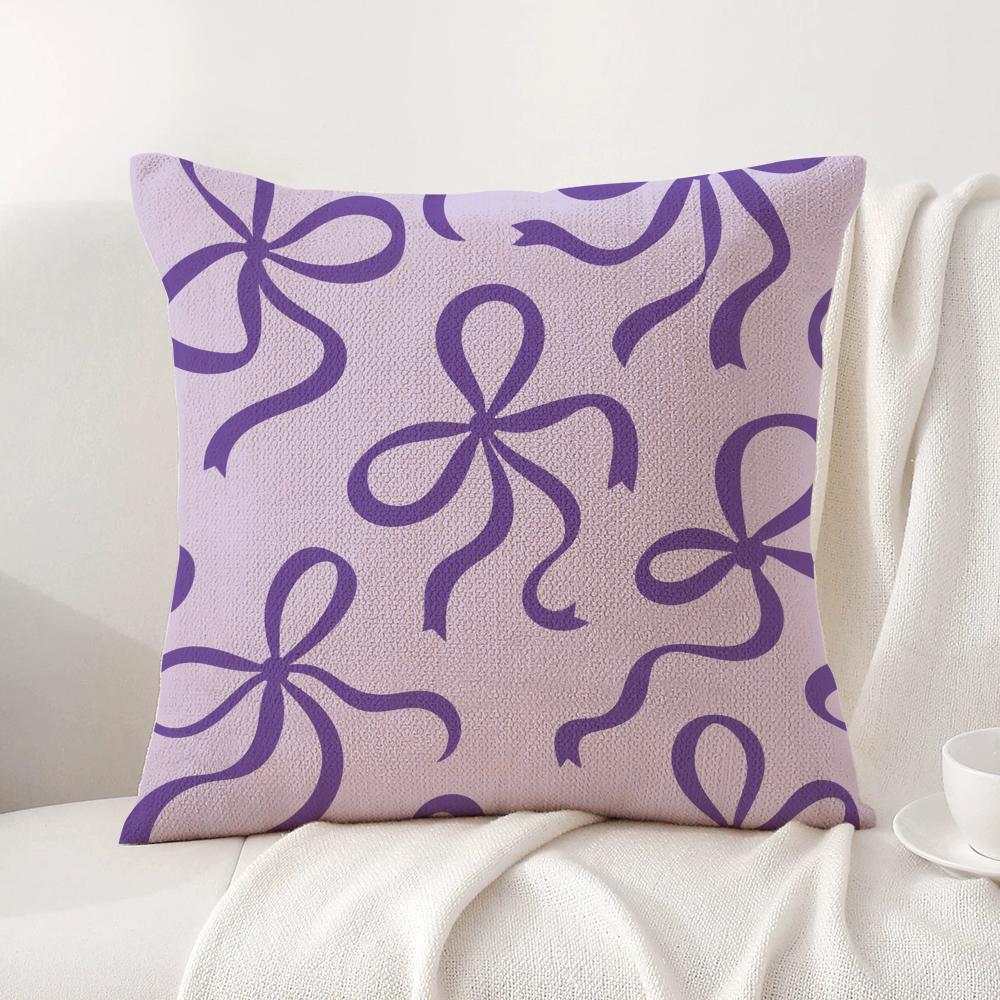 Simple Bow Tie Cushion Cover Linen Organic Fabric DoubleSided Printing Sofa Breathable Home Decor Gift Pillow Case