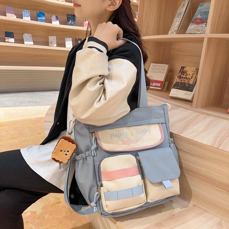 Color Satchel Letter Study Bag Student Tutoring Bag Shoulder Bag Style Harajuku