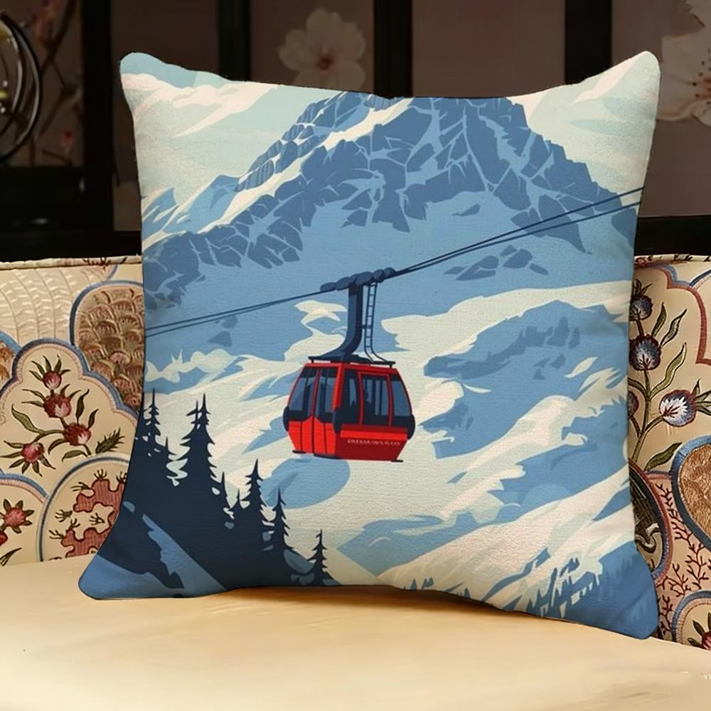 Ski Resort Prop Pillow Case Pillowcase, Double-sided Printed, Sofa Cushion, Bedroom Headboard Pillow