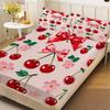 White Pink Flat Sheet 3D Printed Cartoon Fruit Floral 3pcs Fitted Sheets Sets Gifts For Students Girls Dormitory Room Decoration