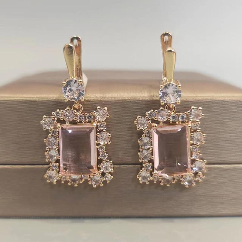 Luxuriöse Große Ohrringe für Frauen 2023 Neue Mode Geometrische Zirkon Tropfen Ohrring Gold Farbe Hochzeit Engagement Schmuck Zubehör