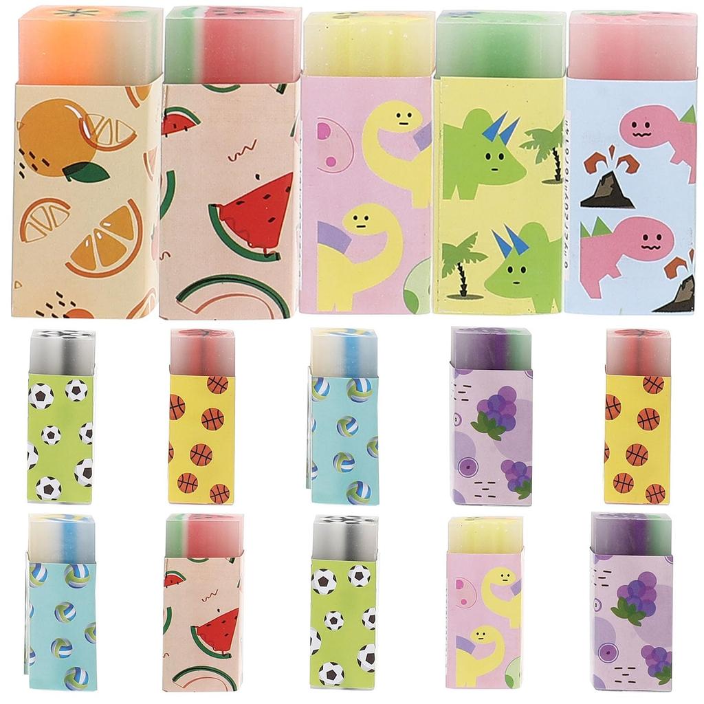 Toyvian Pencil Erasers Colorful Pencil Erasers for Elementary School Students Lightweight PVC Material for and Office Use 15-Pack Kids' Cartoon-Style