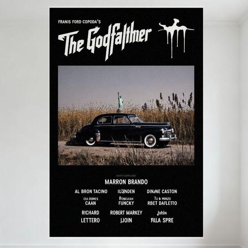 

The Godfather Parody Francis Ford Copooda Movie Metal Tin Sign Vintage American Sedan Statue of Liberty Art Decor for Home Bar C 20x30cm（7.8x11.8inch）