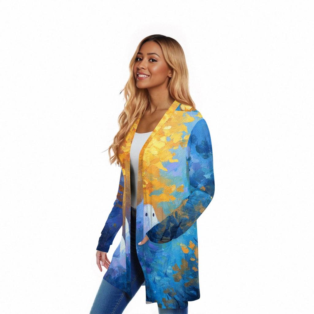 Women's Long Sleeve Cardigan Casual Jacket With Pockets Top