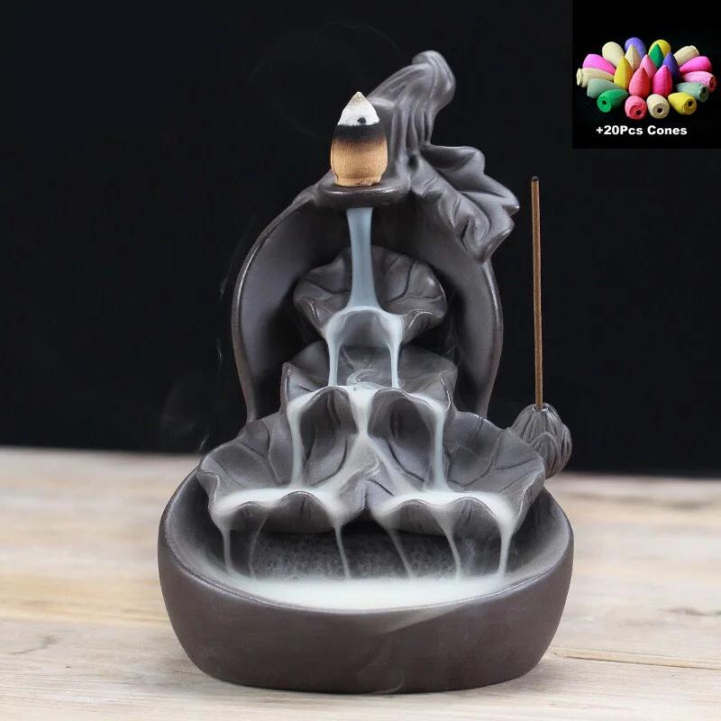 

Бесплатная тыква и лотос водопад курильница благовония держатель палочки благовония фиолетовая глина арома дым обратный поток домашний декор - без благовоний