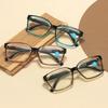 Retro Large Frame Presbyopia Glasses Fashion Square Frame Spring Legs HD Anti-blue Light Reading Glasses for Men Women