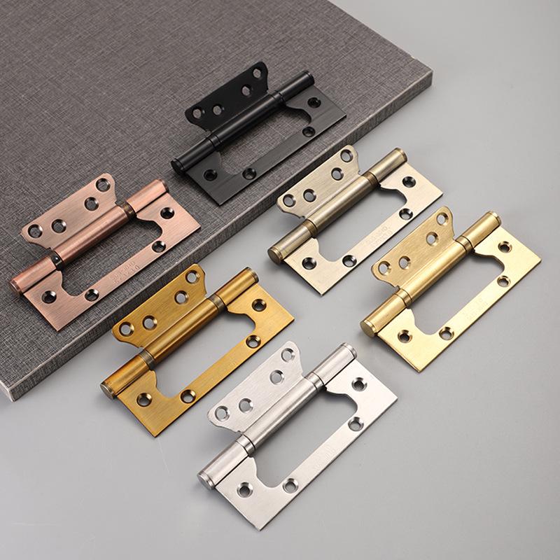 Stainless Steel Door Hinges Invisible Mute Thickened Bearings Hardware Hinge Accessories for Wooden Doors Window 4 Inch
