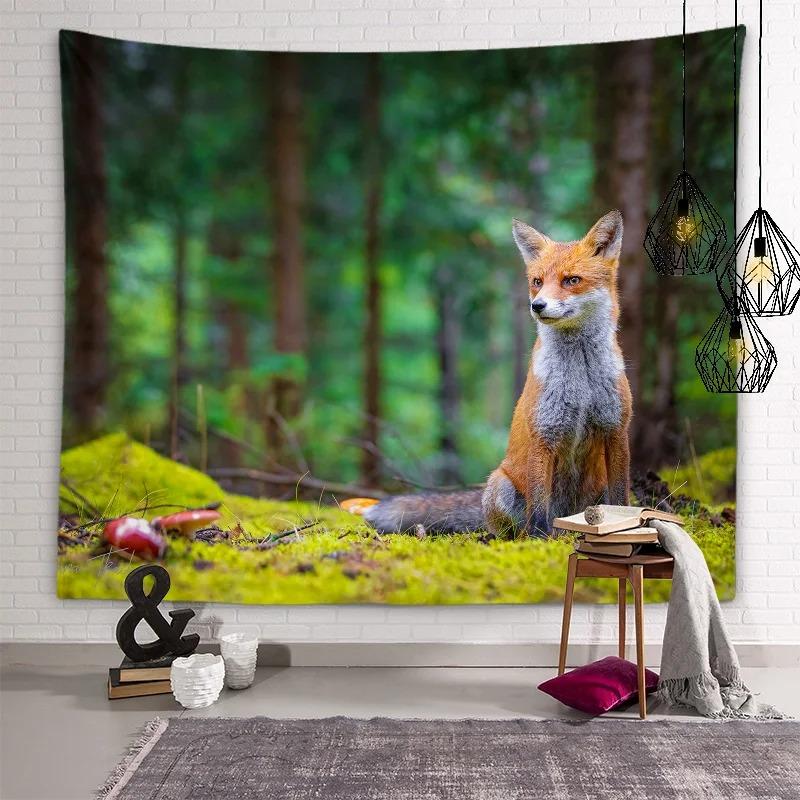 Милый лисий подвесной тканевый гобелен для спальни — фото 6