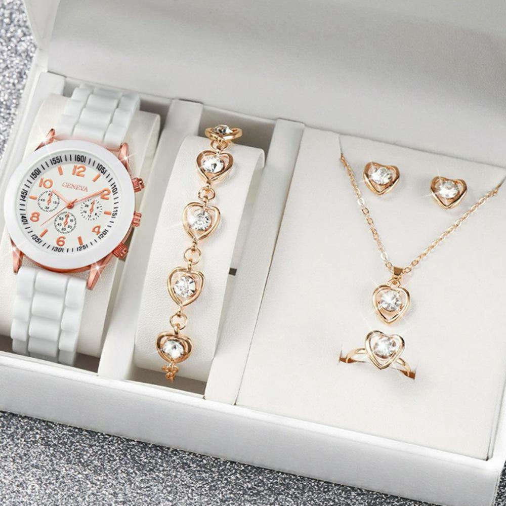 Popular Luxury Set, Bracelet Watch, Diamond-Encrusted Women'S Five-Piece Gift Box, Quartz Watch