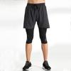 Men's 3/4 Quick-Dry Elastic Fitness Running Pants - Two-Piece Style