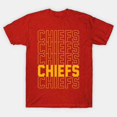 Asian Size Men Black Print T-shirt Chiefs No-Cut Heat Transfer Print Cotton Tshirt