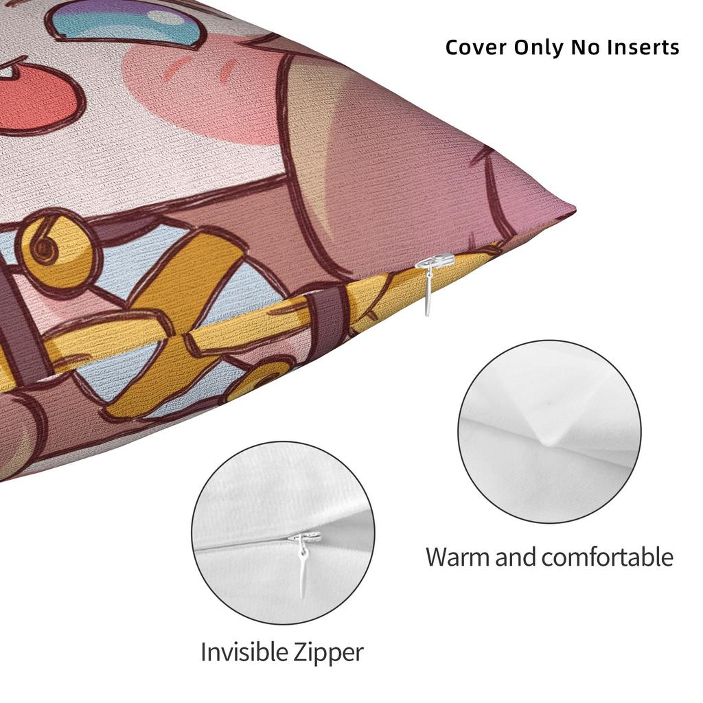 Kawaii Gaming T-Trickcals Pillow Case Vintage Pillow Cover Square Pillowcases For Sofa Car Home Decor