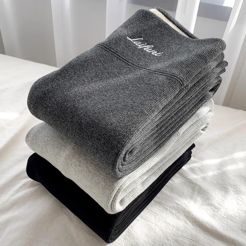 XUEQIMAN Women's Fleece-Lined Ribbed Thermal Leggings