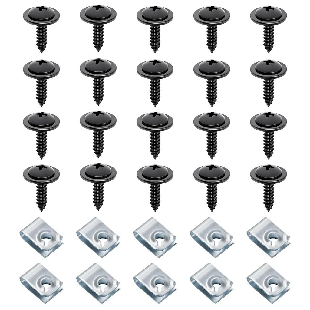 20PCS Fender Liner Screws, 10PCS U-Nuts Kit For Honda, Acura Vehicles, OEM 90114-SE0-000, 90308-SB2-013 Replacement, Car Accessories Splash Shield