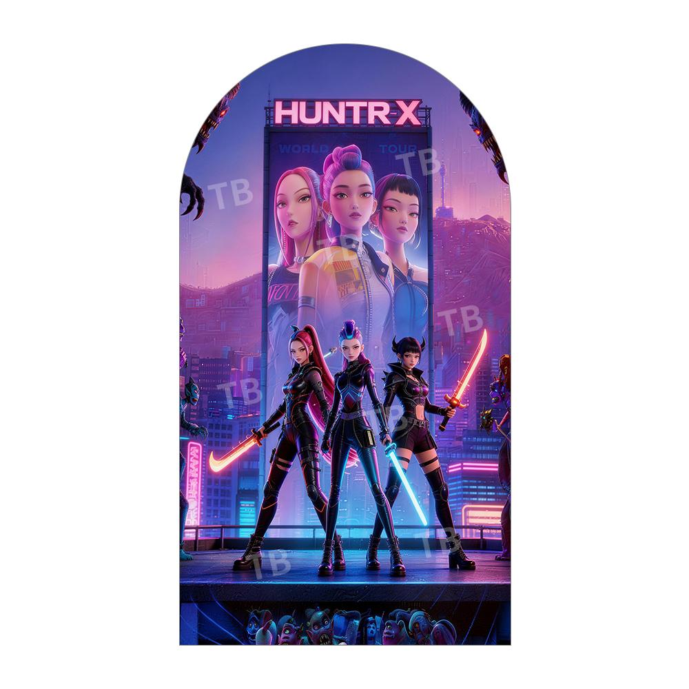 K-POP Demon Hunter Arch Backdrop Cover Girls Birthday Party Decoration Baby Shower Cool Stage Kids Photography Background Wall
