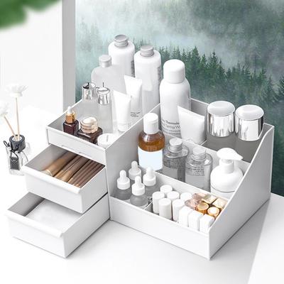 Large Capacity Drawer Makeup Storage Box Dormitory Finishing Plastic Shelf Cosmetics Organizer Skin Care Dressing Table Desktop