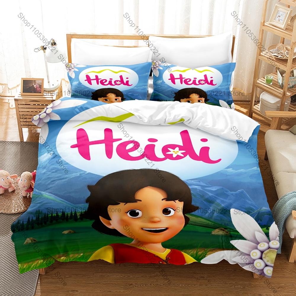 Elfin Heidi Detská posteľná súprava Roztomilý kreslený vzor Obliečka na paplón Obliečka na vankúš 3 ks Domáca dekorácia spálne 100x130CM