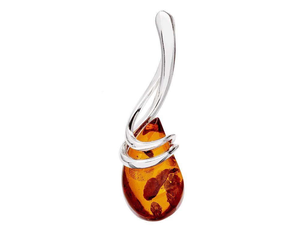 Short Silver Women' Necklace Drop with Amber Teardrop Choker Silver 32