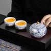 Qixuanyuan Mutton Fat Jade Blue & White Peony Xishi Teapot