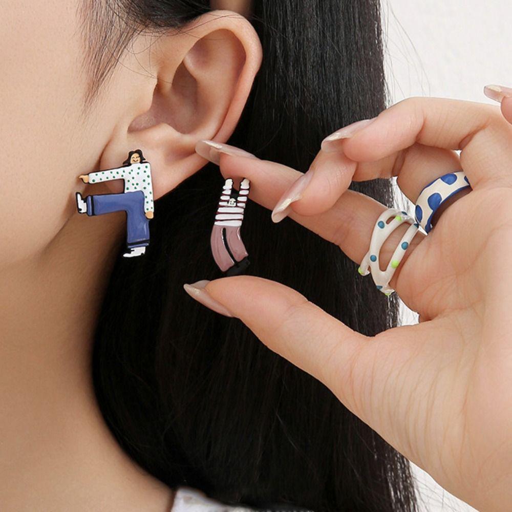 Dangle Earring Cartoon Girls Earrings Zinc Zinc Alloy Cute Earring Trendy Enamel Stud Earrings  Vacation