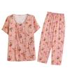 Plus Size 2 Piece Sets Women Outfit Summer Vintage Clothing Loose Casual Pants Sets