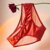 French Rose Lace Seamless Satin Panties – Women's Elegant Ice Silk Style