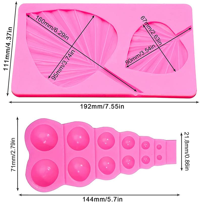 3d Fan Leaf Silicone Mold Diy Pearl Fondant Mold Semi Sphere Chocolate Molds Candy Baking Cakes Decorating Silicone Bakeware