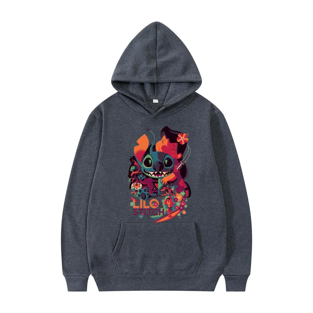 Disney Lilo Stitch Pullover Hoodies Long Sleeve Sweatshirt Boys Girls Men Women Clothes Parent Child Cartoon Tops Coat Hot Sale