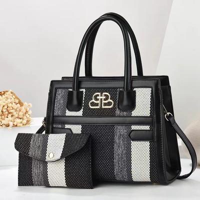 New Color Contrast Son Mother Bag Canvas Fashion Single Shoulder Crossbody Bag Handbag Atmosphere Ladies All Match Mother Bag