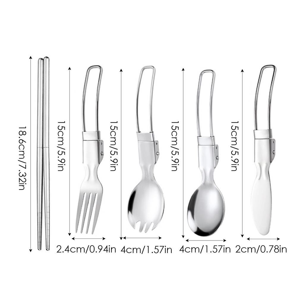 

Складной набор столовой посуды для пикника Столовые приборы Нержавеющая сталь 304 Нержавеющая сталь Ложка с упаковочной сумкой для пикника на открытом воздухе Путешествия