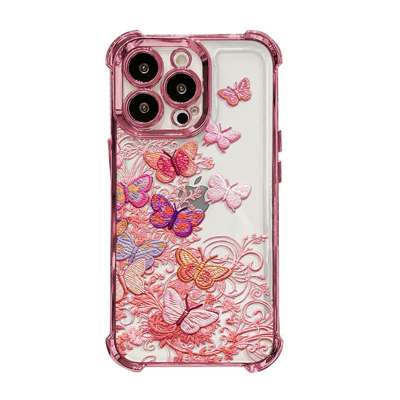 Color butterfly bracelet for Apple 17 mobile phone case iphone15promax electroplating 16 silicone 14 transparent 13