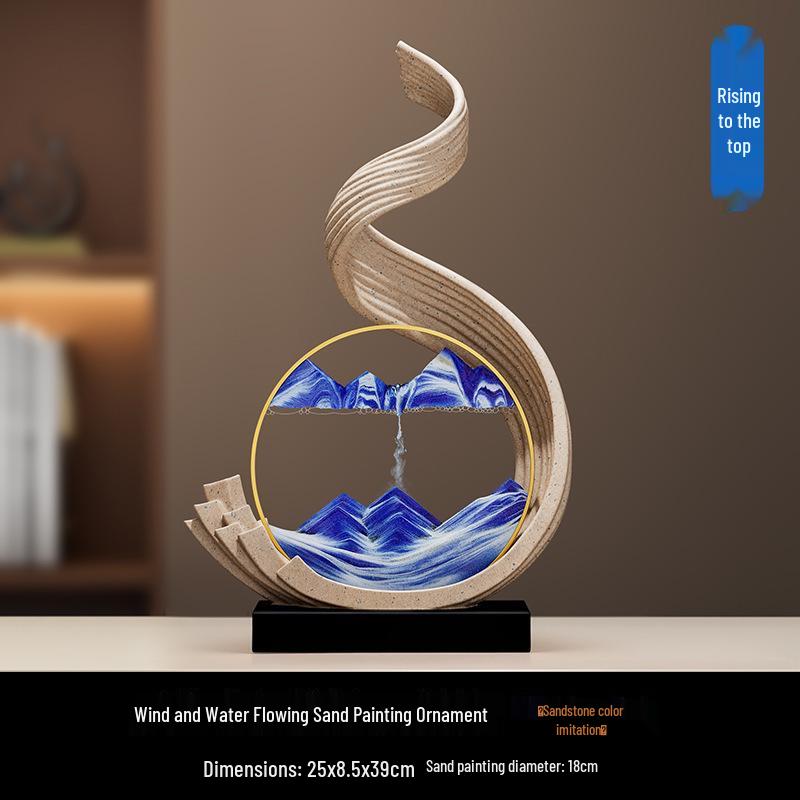 Elegant Flowing Sand Painting Ornament - High-End Decor for Living Room, TV Cabinet, Office, or Housewarming Gift